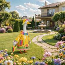 Spring Porch Goose Clothing - Raincoat Porch Goose Clothing With Umbrella And Hat For 23ft Cement Goose Statues, Garden Lawn Goose Decor And Yard Statues Dress Up Clothing - Raincoat, Umbrella, Hat - View 5