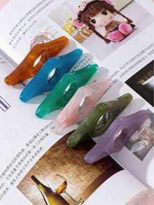 5入/1入 透明混色樹脂書籤頁夾，拇指壓設計，純色圖案，便攜式翻頁閱讀輔助器，極簡創意風格，適合四季，書迷、學生、日常閱讀、學習、辦公文具禮物首選 - 多款 - 查看 5