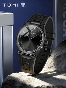 TOMI Paar-Uhr, minimalistische Mode achteckige Quarz-Uhr mit Silikonarmband und gebürstetem Gehäuse, Datumsanzeige, in mehreren Farben erhältlich, Luxusstil, geeignet für den täglichen Arbeitsweg/Studentenoutfit, Geburtstagsgeschenk, Vatertagsgeschenk, Valentinstagsgeschenk - Einheitsgröße - Übersicht 5