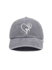 Men's Baseball Cap New Heart Rose Print Washed Distressed Soft Top Vintage Sun Hat Baseball Cap - Retro Baseball Cap - View 7