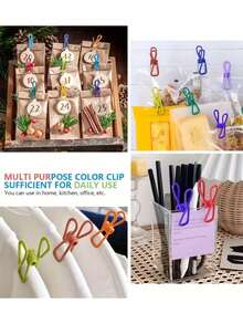30/15/10/1pc Food Clips, Multipurpose PVC Coated Steel Clips, Suitable For Food Packaging, Chip Bags, Clothes, Paper Clips, Bags, Clotheslines, Etc. - Multicolor - View 7