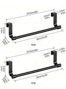 1 pièce Barre à serviettes extensible en acier inoxydable 23 cm (9,06 pouces)/36 cm (14,17 pouces), porte-serviettes de salle de bain et de cuisine, barre à serviettes en acier inoxydable brossé de 36 cm (14 pouces) avec crochets, porte-serviettes gain de place - Noir - Voir 18