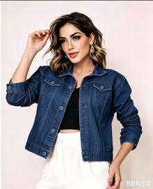 Dialogo Denim Jacket With Sherpa Lining, Pockets, And Buttons - 深色水洗藍 - 查看 4