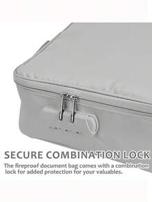 Document Bag With Lock, Fireproof 3 Layer File Storage Case With Water Resistant Zipper, Portable Travel Home Organizer For Laptop Files Certificates - 黑色 - 查看 8