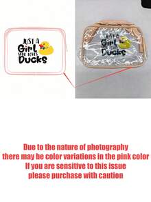 Cute Duck Pattern Waterproof PVC Makeup Bag, Printed With "Just A Girl Who Loves Ducks" Design, Yellow And White Duck Pattern, Lightweight And Sun-Resistant, Suitable For Women And Men, Summer Essential Toiletry Bag, Travel Toiletry Bag, Large Capacity Packing Bag, Suitable For Vacation Travel, Perfect Gift For Duck Lovers - Multicolor - View 11