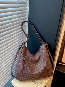 Mochila de gran capacidad estilo coreano, nuevo bolso bandolera de moda versátil para ir al trabajo, bolso de hombro tipo tote - Café - Ver 9