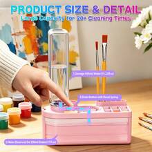 New 4th Generation Multifunctional Automatic Brush Cleaner And Washing Station, With Water Tank, All-In-One Art Brush Washer, Palette And Brush Holder, Suitable For Watercolor, Acrylic, Oil Painting, Portable Artist Tool - A - View 9