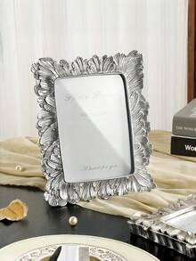 An Elegant Resin Photo Frame With Embossed Details, Gold Polishing, Single Photo Display, Vertical Orientation, Desktop Stand, Unique Bow Design, Single Slot, Rectangular Shape-Perfect Gift For Home And Office Decor! - Multicolor - View 5