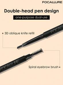 FOCALLURE 0.25g Dual-Ended 3D Eyebrow Pencil, Fine Precise Tip, Smooth Creamy Texture, Long-Lasting Waterproof And Sweat-Resistant, Buildable Natural Shades, Natural Long-Lasting Eyebrow Makeup, Portable Slim Size, Convenient For Outdoor Touch-Ups - #01 Dark Gray - View 3