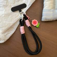 1 pieza Correa de muñeca con colgante de teléfono de girasol, pulsera de teléfono linda con cordón, correa de colgante de teléfono, adecuada para funda de teléfono universal DIY desmontable, anillo de mano portátil creativo anti-pérdida y anti-caída para hombres y mujeres - pieza colgante de girasol - Ver 14