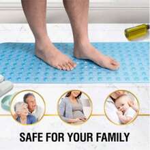 1 buah Keset Bak Mandi Anti Selip Ekstra Panjang, Keset Kamar Mandi Persegi Panjang dengan Lubang Drainase dan Perekat Hisap, Keset Bak Mandi Ekstra Panjang 40"X16", Karpet Kamar Mandi, Lembut di Kaki, Dapat Dicuci dengan Mesin, Cocok untuk Rumah, Hotel, dan Perjalanan Mobil, Biru Transparan, Keset Kamar Mandi Ukuran XL - beraneka warna - View 3