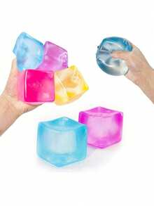 1 Nee Don Nice Cube Multi-Function Stress Relief Toy Soft Rubber Cube, Large Ice Cube Maltose Shape, TPR Material Super Soft And Squeezable, Adult Sensory Stress Relief Toy, Fun Gift, Birthday Gift, Easter Gift, Party Favor - Multicolor - View 6