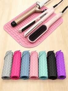 2/1 piezas Alfombrilla resistente al calor de TPR, Bolsa de almacenamiento de viaje con doble capa aislante, Esencial para la vuelta a la escuela y dormitorio, Compatible con rizador de pelo - Multicolor - Ver 2