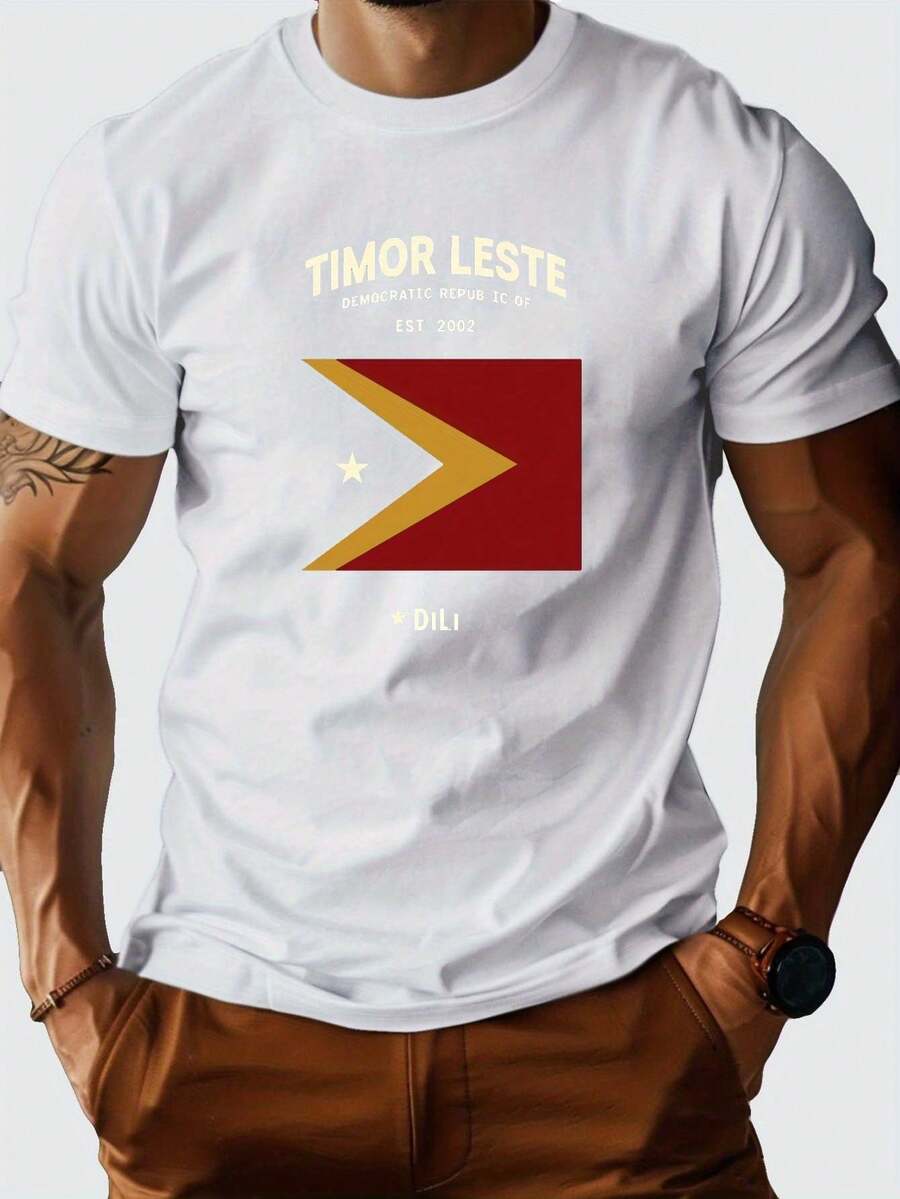 Red And National Colors - Soft And Breathable T-Shirt - Regular Fit, Casual Shirt For Everyday And Formal Wear - Clothing From The Indonesian Province Of Papua - Adult Men's Clothing - 白色 - 查看 1