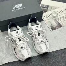 New Balance 530 Silver White Sneakers, Faux Leather Mesh Breathable Retro Low Top Unisex Running Shoes For Spring - Multicolor - View 2