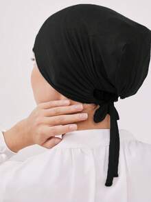 1 件女士即穿式头巾，带软帽，纯色闪光欧根纱头巾，防滑头带，适合 Abaya 日常带帽面纱服装 - 彩色 - 查看 22