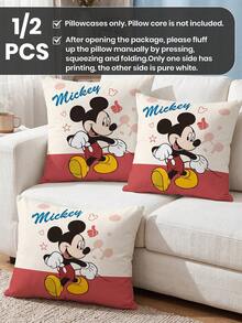 Disney 1件/2件裝迪士尼印花枕套，不含枕芯，單面印花，透氣防起球，柔軟親膚，45*45/50*50/40*40CM，裝飾枕禮品，沙發裝飾，可機洗，OEKO-TEX認證 - 彩色 - 查看 2