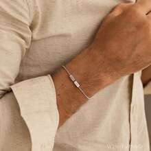 Customized Name Bracelet, Personalized Stainless Steel Black Silver Custom 1-8 Engraved Name Jewelry, Personalized Name Bracelet, Men's Bracelet, Father's Day Gift, Boyfriend Gift, Personalized Name Bracelet Suitable For Dad, Grandpa, Uncle, Husband - Multicolor - View 5