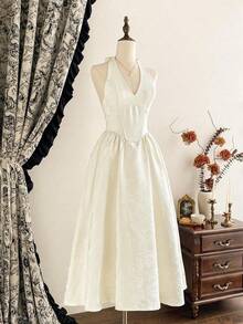Women Long Dresses - Blue and White - View 4