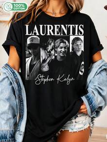 Dean Di Laurentis Stephen Kalyn T-Shirt, Black And White Collage, For Off-Campus Fans... - 黑色 - 查看 1