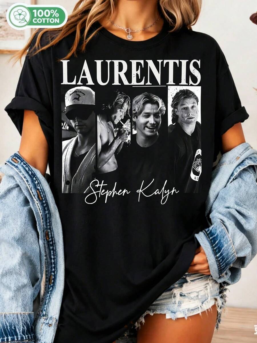 Dean Di Laurentis Stephen Kalyn T-Shirt, Black And White Collage, For Off-Campus Fans... - 黑色 - 查看 1