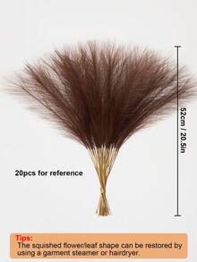 5/20/50pcs Faux Pampas Grass Artificial Reeds Large Tall Fluffy Artificial Fake Flower Bulrush Reed Grass Artificial Plants Boho Decor For Wedding Party Decoration, Home Living Room Bedroom Decor, Vase Arrangement, DIY Photography Props Gift Birthday Graduation, Autumn Decoration, Autumn - Mocha Brown - View 7