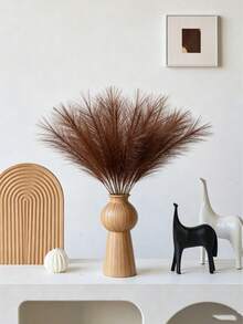 5/20/50pcs Faux Pampas Grass Artificial Reeds Large Tall Fluffy Artificial Fake Flower Bulrush Reed Grass Artificial Plants Boho Decor For Wedding Party Decoration, Home Living Room Bedroom Decor, Vase Arrangement, DIY Photography Props Gift Birthday Graduation, Autumn Decoration, Autumn - Mocha Brown - View 5