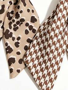 2pcs/Set Houndstooth Print Fabric Keychain Leopard Print Casual Bohemian Party Cute Street Style Zinc Alloy - Multicolor - View 3
