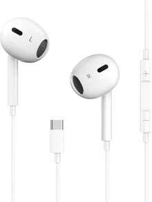 FCV USB-C Wired In-Ear Earphones With Built-In Remote Control For Music, Calls And Volume, Compatible With IPhone 17 16 Pro Max 16e 16 Plus 16Pro 15 Pro Max 15 Plus 15Pro 15, Galaxy, Pixel - White - View 10