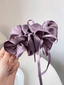 1pc Women's Ruffle Edge, Korean Soft Style High-Gloss Satin Hair Claw, Suitable For All Seasons - Multicolor - View 8