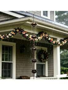 Lotus Rain Chain Garden Decor, Rain Water Diverter & Downspout Decor, Flower-Shaped Rain Chain Suitable For Yard & Garden, Perfect For Home Gardening Enthusiasts & Outdoor Decor Lovers - Lotus - View 5