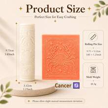 12 Zodiac Embossed Rolling Pin, Astrology Clay Texture Roller, Polymer Clay Stamp Tool, Ceramic Pottery Embossing Roller For DIY Craft Making - Multicolor - View 19