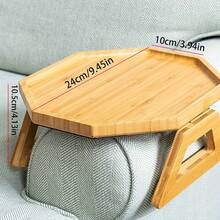 Sofa Arm Tray Table, Clip On Couch Armrest Tray, Foldable Wooden Snack Table For Drinks, Phone, Laptop And Breakfast - Multicolor - View 9