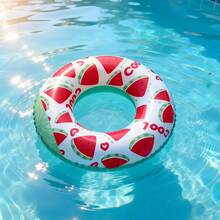 Adult Inflatable Swim Ring, Fruit Print Pool Float, Watermelon/Lemon/Lime/Orange/Kiwi/Dragon Fruit PVC Float - Heart-shaped Watermelon Ring - View 1