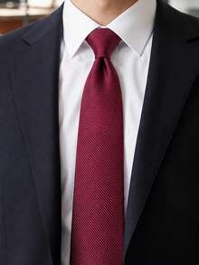 1 pieza Corbata de unicolor para hombre, corbata formal de negocios con rayas diagonales, accesorio, festivo - Rosa Fucsia - Ver 8