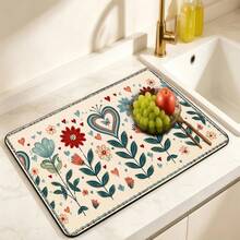 Luckybutterfly 1pc Romantic Floral Heart Pattern Multi-Functional Washing Machine, Kitchen Drain Mat, Scratch-Resistant, Absorbent And Durable Washing Machine Protective Mat, Suitable For Laundry Room, Kitchen Countertop, Easy To Clean Surface, Suitable For Washing Machine, Kitchen, Dining Table, Modern Home Fashion Design, Prevents Scratches And Spills, Perfect Gift For Friends - Romantic Floral Heart Pattern - View 11