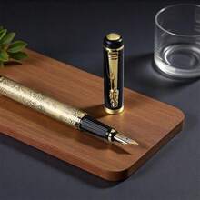 Single Antique-Style Bronze Metal Dragon-Head Fountain Pen / Vintage Chinese-Style Fine-Nib Calligraphy Pen (Includes Ink Cartridge And Converter) / Ideal Business Gift For Professionals / Suitable For Business Signing. - Fountain Pen - View 5