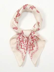 1pc Cashew Flower Print Square Scarf Suitable For Vacation Wear - S20597 - Pink - View 2