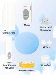 Sliding Door AC Seal Kit Fits 5.9 In Hose Max 61.42 Inch With Vent Screen Weather Stripping And Window Lock - B-1 - View 7