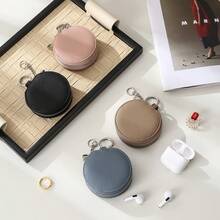 2-In-1 Earphone Mirror Case, Portable Storage Bag With Mirror, Round Bluetooth Earphone Pendant Keychain - Multicolor - View 5