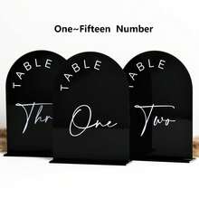 10/15/20pcs Modern Minimalist Black Acrylic Wedding Table Numbers, Minimalist Wedding Table Numbers, Arch-Shaped Wedding Table Numbers, Wedding Reception Desk Numbers, Wedding Decor, Home Decor, Birthday Party Decor, Wedding Favors - A - View 10