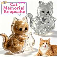 Recuerdo de Mascota: Caja de Exhibición Transparente con Forma de Gato para Colección de Pelo & Bigotes de Gato, Botella 3D para Bigotes de Gato, Decoración Colgante para Refrigerador para Amantes de Gatos, Regalo Conmemorativo de Mascota, Decoración de Hogar Linda - Multicolor - Ver 1