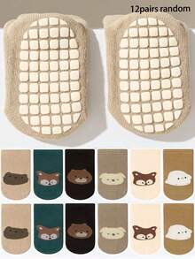 12/6 pares de calcetines lindos para bebé, con patrón de oso de dibujos animados, unisex para niños y niñas, estilo minimalista cómodo y casual, adecuado para 0-36 meses, todas las estaciones, se pueden usar como calcetines para bebé, calcetines para recién nacido, calcetines para niño pequeño, calcetines para infante, también adecuados como regalos de decoración para Halloween, Acción de Gracias y Navidad. - Multicolor - Ver 7