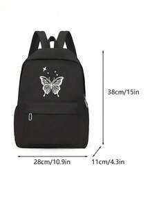 Minimalist Solid Color Butterfly/Cat Pattern Multi-Function Large Capacity Student Backpack/School Bag - Multicolor - View 10