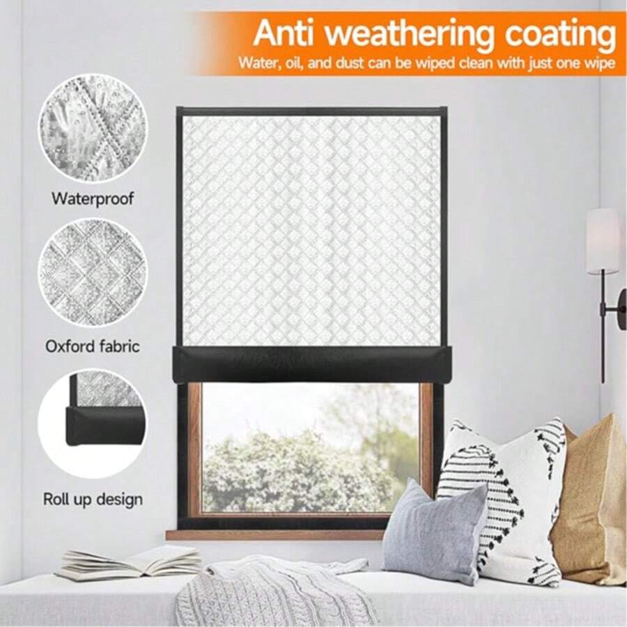 Window Insulation Kit, White Thermal Insulated Window Cover, Upgraded Oxford Fabric Blackout Window Insulation Kit, Suitable For Various Window Sizes, Winter Warmth, Summer Heat Insulation, No-Drill Installation, Easy To Install