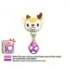 Cute Deer/Bear Baby Rattle Stick, Plush Animal Shaker Toy, Early Educational Sensory Rattle For Newborn 0+ Months - Multicolor - View 10