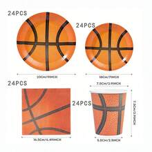 7/9 Inch Basketball Theme Paper Plates, Napkins, Party Supplies - Disposable Basketball Tableware Set, Sports Fan Birthday Party Decorations - Multicolor - View 7