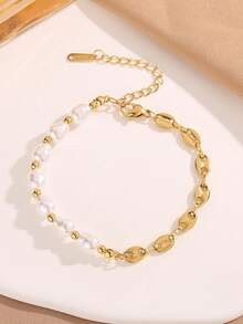 1pc Stainless Steel Fashion Lucky Heart Versatile Premium Bracelet - Yellow Gold - View 9