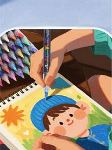 12/24/36/48-Color Acrylic Markers, Soft-Tipped Acrylic Pens, Fast-Drying Waterproof Acrylic Markers, Suitable For Canvas, Rock Painting, Wood, Stone, Glass, Ceramic, Textile Painting, And DIY Crafts, Making Them Ideal For Back-To-School Gifts, Suppli - Multicolor - View 3