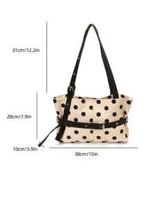Large Capacity Color-Block Women's New Fashion Polka Dot Tote Bag, Stylish Personalized Casual Shoulder Bag And Handbag For Work And Commuting - Black - View 8